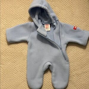 Cozy Hooded Baby Fleece One-Piece - Light Blue